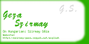 geza szirmay business card